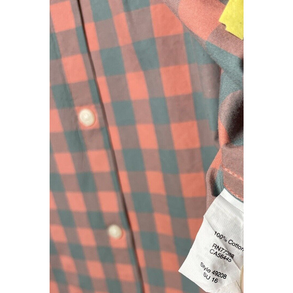 J.Crew Polo Button up Slim Plaid Long Sleeve Red Grey Casual Preppy Mens Medium - Picture 6 of 8